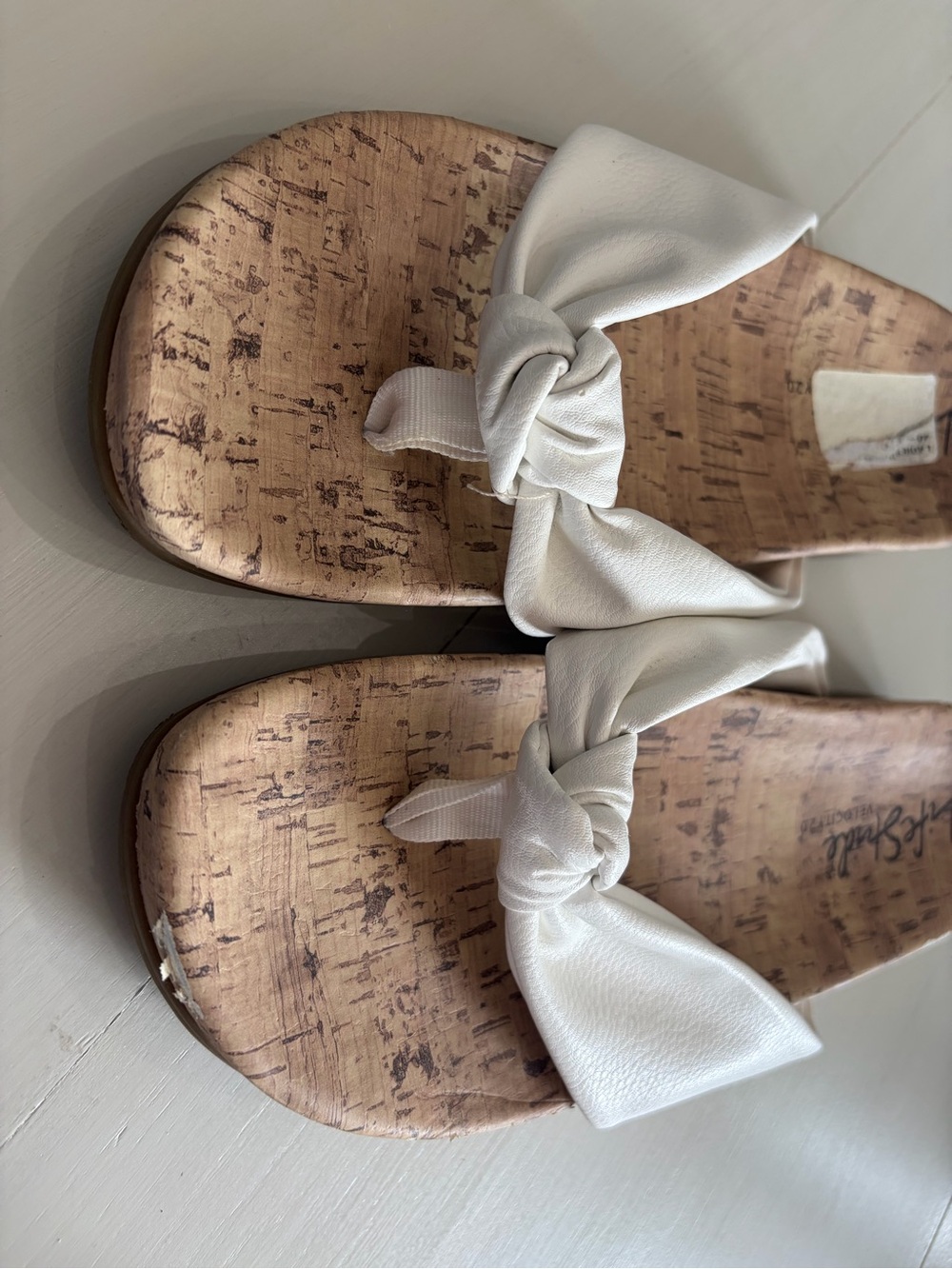 Life Stride White Knot-Top Cork Footbed Flip Flop Sandals - Picture 2 of 3
